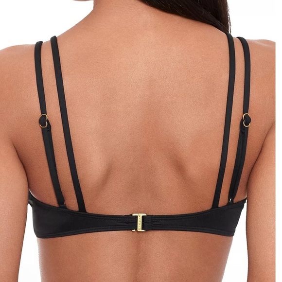 Lauren Ralph Lauren Swim Suit Bikini Top Twist Front Black Size 4 - Picture 2 of 12